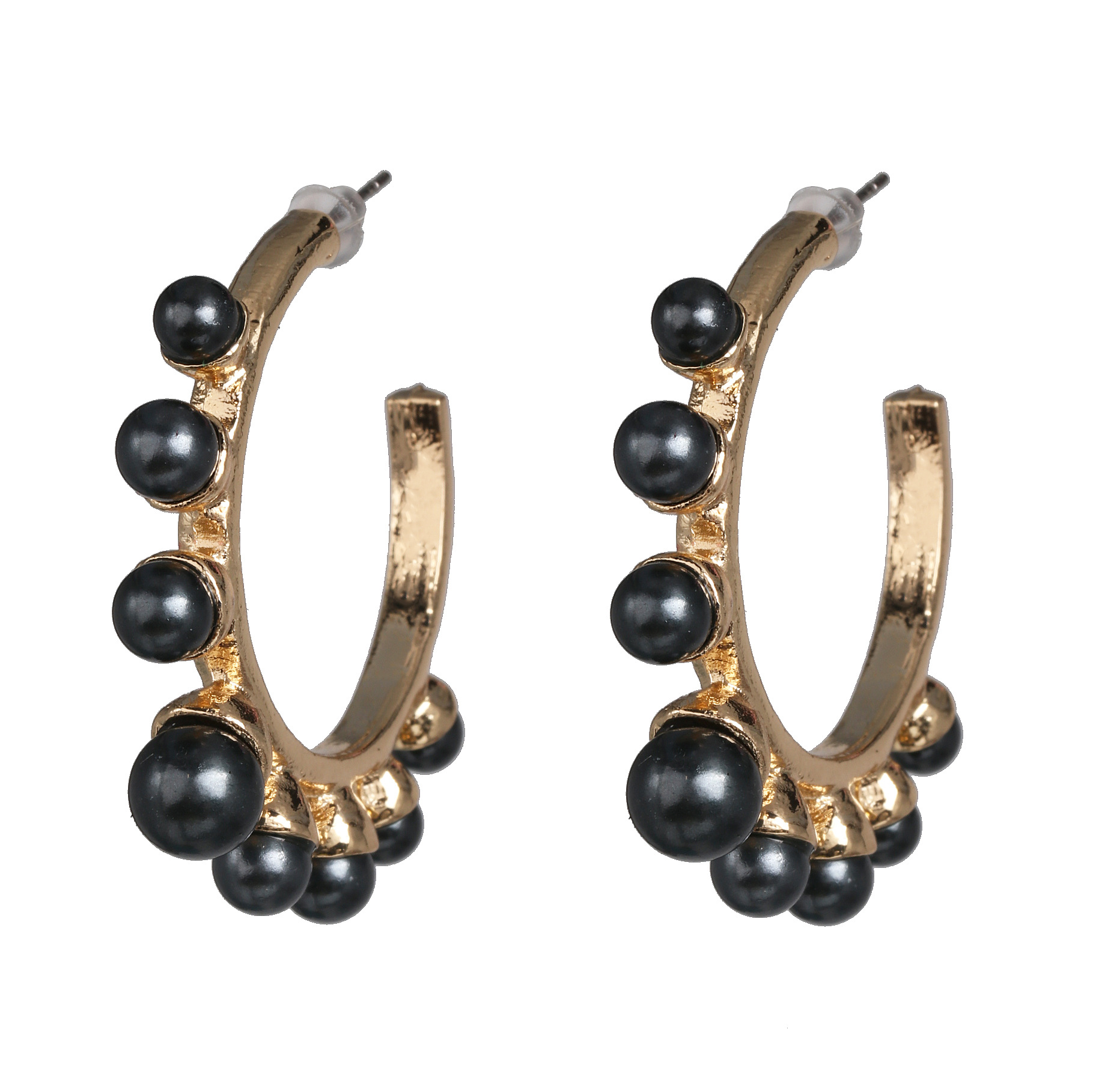 Fashion C Shape Inlaid Pearls Alloy Acrylic Earrings Ear Studs display picture 7