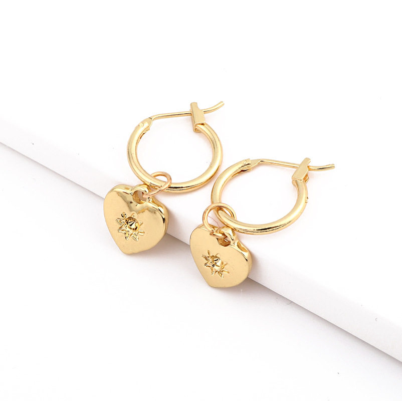 10g Weight No Inlaid Inlay Material Earrings Classification Travel, Festival Occasion Alloy Material Heart Pattern Women'S Gender Simple Style Style White, Gold Color Simple Style Heart Alloy No Inlaid Drop Earrings 6