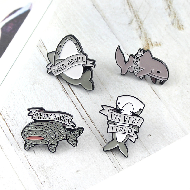 Cartoon Style Shark Alloy Enamel Unisex Brooches display picture 4