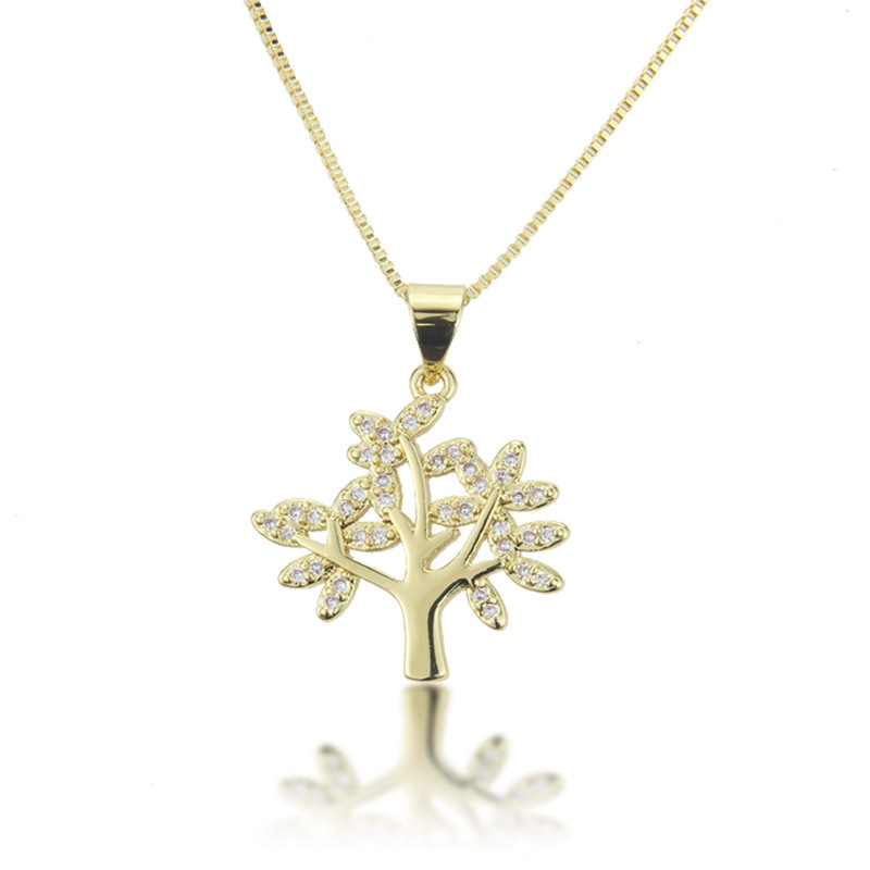 Fashion Zircon Tree Pendant Copper Necklace display picture 1