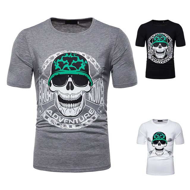 Men’s short sleeve T-shirt Chest Fashion Skull Printing Design 