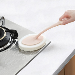 Kitchen scrub pot stove wall sponge brush, bathroom bathtub toilet multi-purpose non-stick long handle cleaning brush
