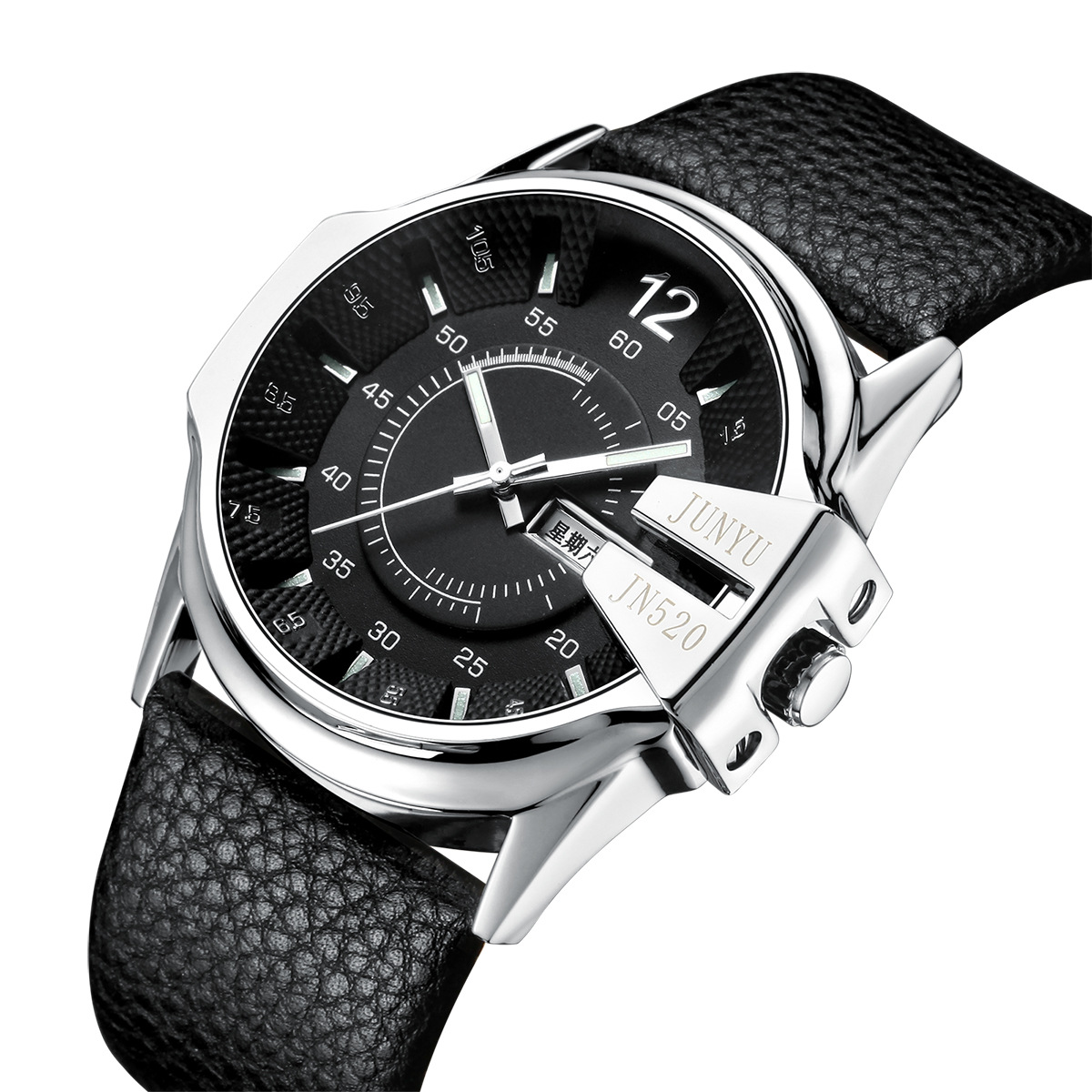 Men's Watch, Men's Timepiece, Couple's Large Dial, Day-Date, Waterproof, Leather Strap, Quartz Watch, Aliexpress, Dual Calendar Display