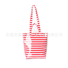 环保休闲时尚PVC单肩包 红色防水涤纶手提袋 大容量购物袋