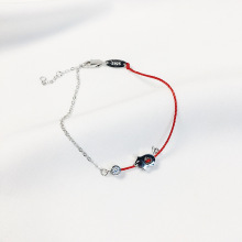 sS925银韩国东大门2019本命年红绳猪年手链转运福字小猪女生