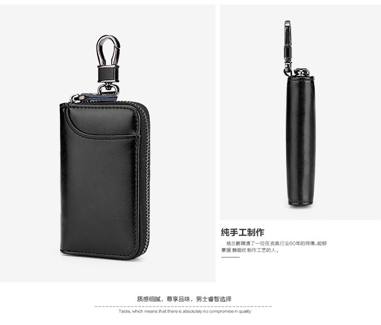 Large-capacity Zipper Car Key Case Waist Leather Card Case Multifunctional Fashion Key Chain display picture 18