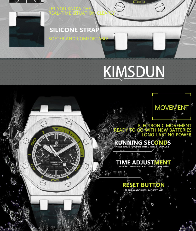 Kingston – montre à Quartz pour hommes, multifonctionnelle, en Silicone, étanche, de sport, tendance, nouvelle collection 2023_voghion.com