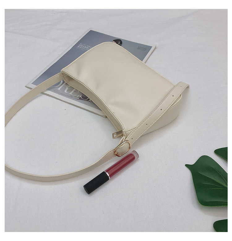 Korean Soft Leather Baguette Armpit Bag display picture 1