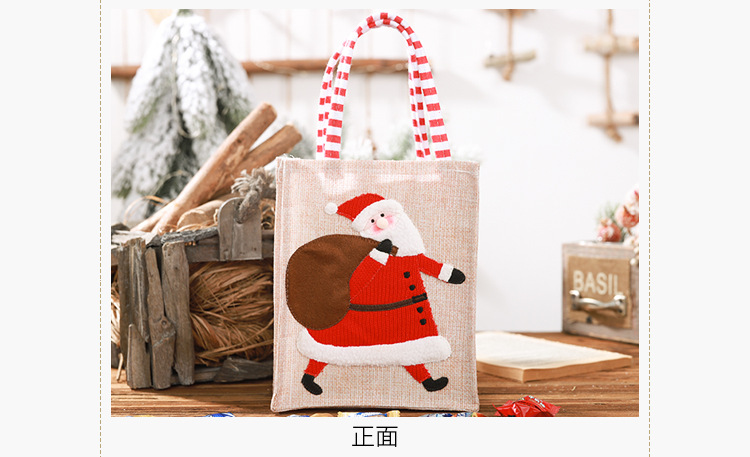 New Christmas Decoration Supplies Burlap Three-dimensional Embroidery Tote Bag Children Gift Bag Candy Bag Storage Bag display picture 10