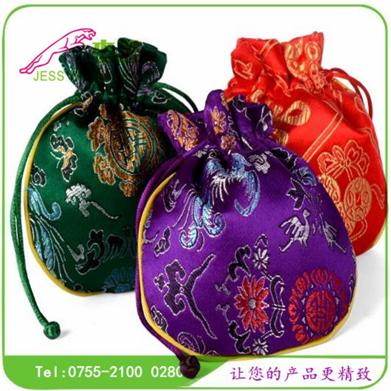 设计新款绸缎布黄金珠宝首饰束口袋中草药香包香囊收纳包量大从优