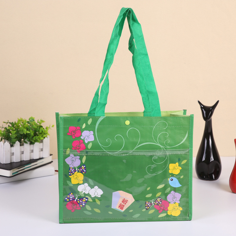 帆布包车缝无纺布手提袋 覆膜彩色简约购物编织手提纺织袋定制