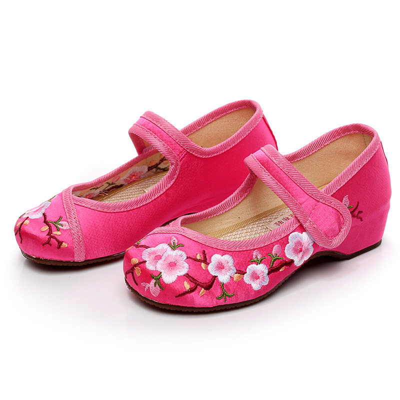 新品2018春季女童绣花鞋儿童北京布鞋宝宝表演出舞蹈鞋内增高|ru