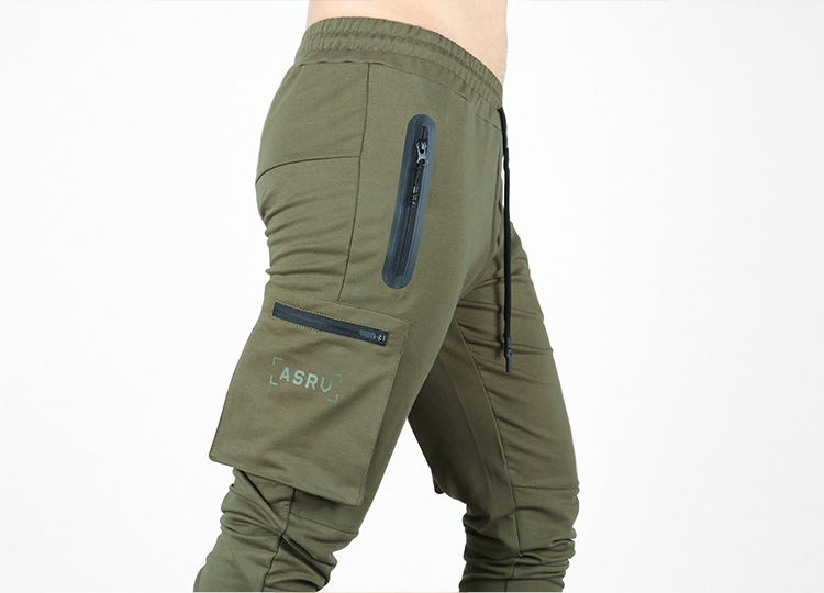 Spring and Autumn casual youth straight leg multi pocket camouflage pants, men's zippered small ankle sports pants_voghion.com