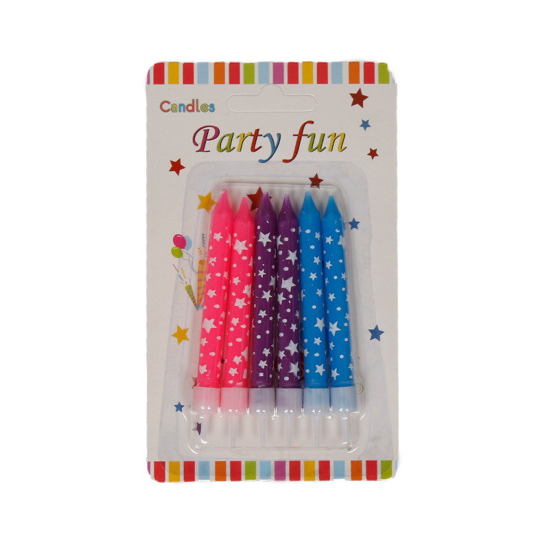 6 coloridas estrellas de cinco puntas 0,8*7,5 cm