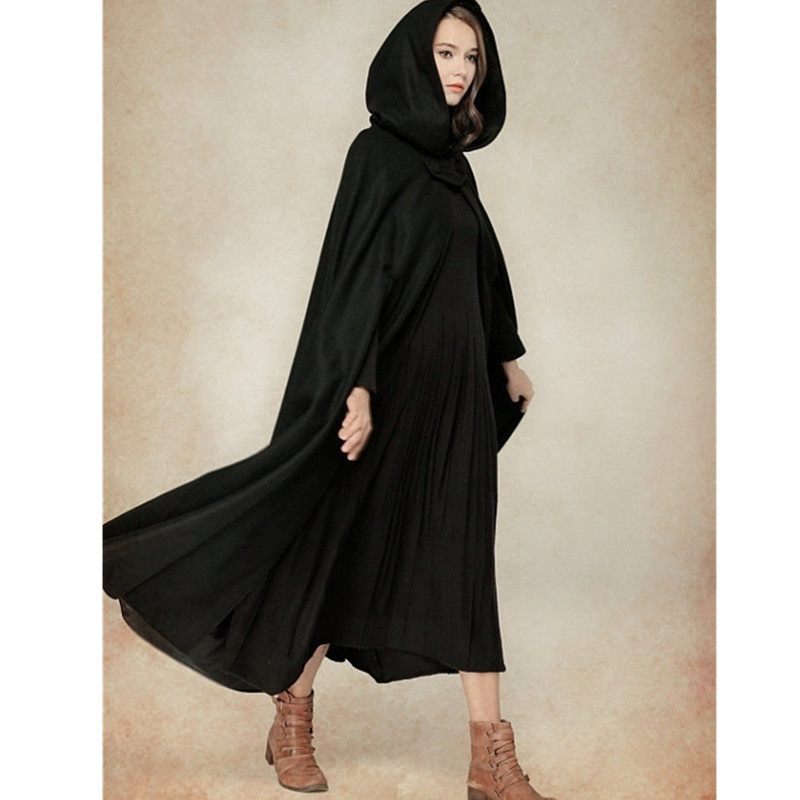 Women's Five-color Hooded Shawl And Long Coat