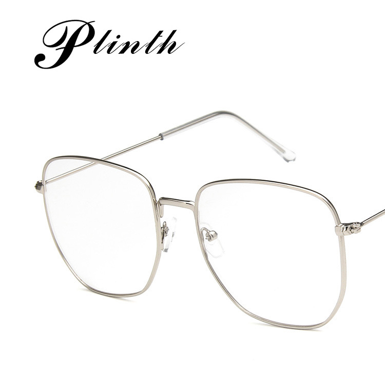 Ni Ni and Wu Lei's Same Style Eyeglass Frames 2019 New Polygonal Metal Irregular Plain Lens Large Frame Glasses