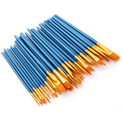 Cross-border Amazon 50-piece nylon brush set, gouache brush, pearlescent blue oil brush