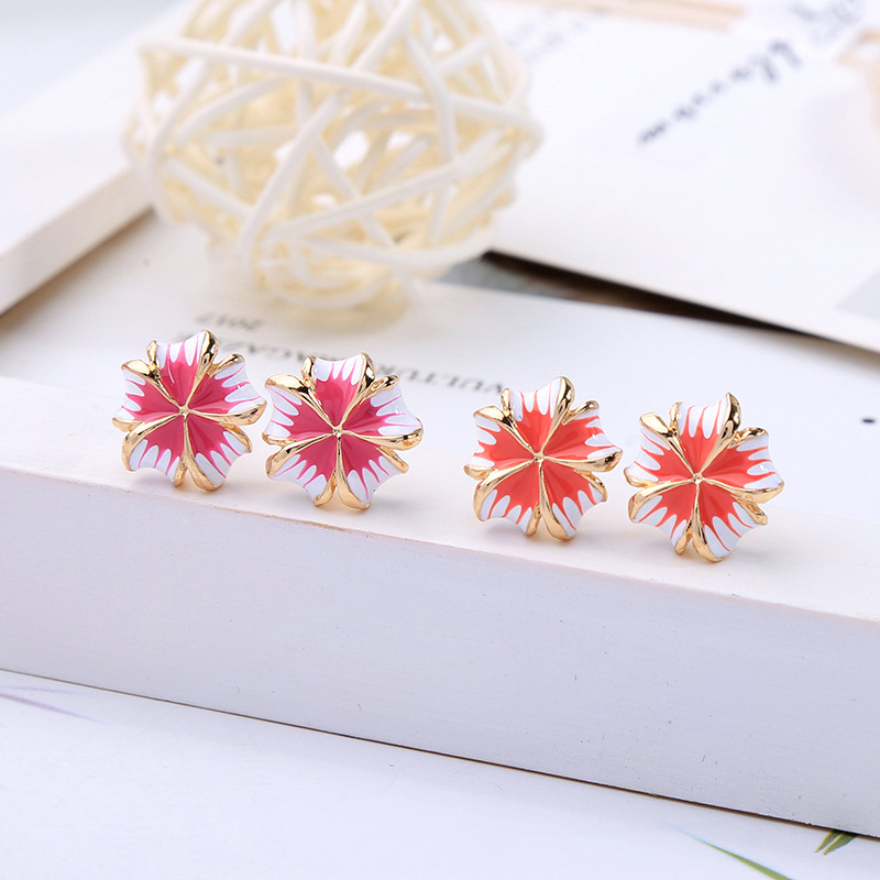 S925 Silver Pin Earrings Fashion Enamel Glaze Earrings Girl Cute Macarons Flower Earrings display picture 6