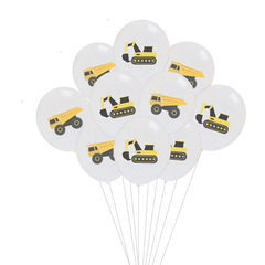 Cross-border bestseller 12-inch cartoon excavator construction vehicle latex balloon Children's theme birthday party decoration balloon