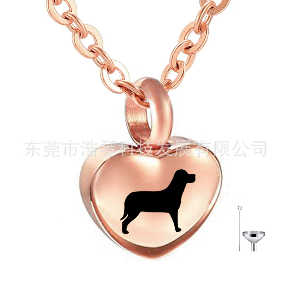 Европейский и американский горячий пепел ожерелье из нержавеющей стали розовое золото в форме сердца собака пепел коробка кулон флакон духов
