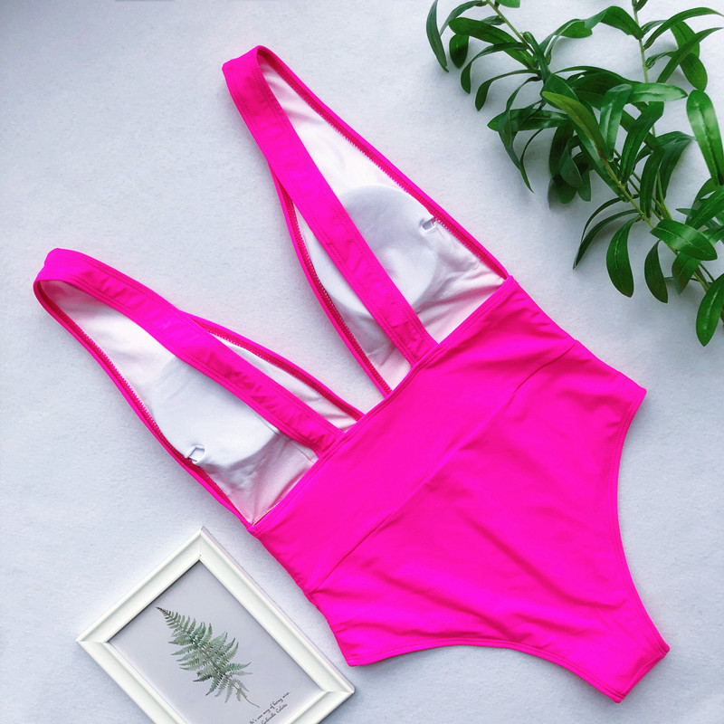 hot style beach one-piece new solid color bikini NSSL59994