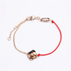 Birthday charm, red rope bracelet stainless steel, golden chain, simple and elegant design, pink gold