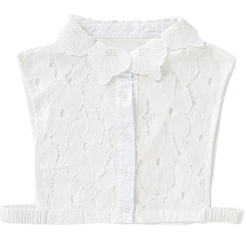 Korean petal collar lace front shirt with detachable collar, saves detachable collar