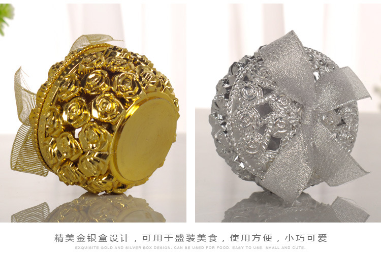 Factory direct supply of hollowed-out gold-plated candy boxes, aromatherapy boxes, jewelry storage boxes, wedding candy boxes, wedding supplies wholesale detail image 12