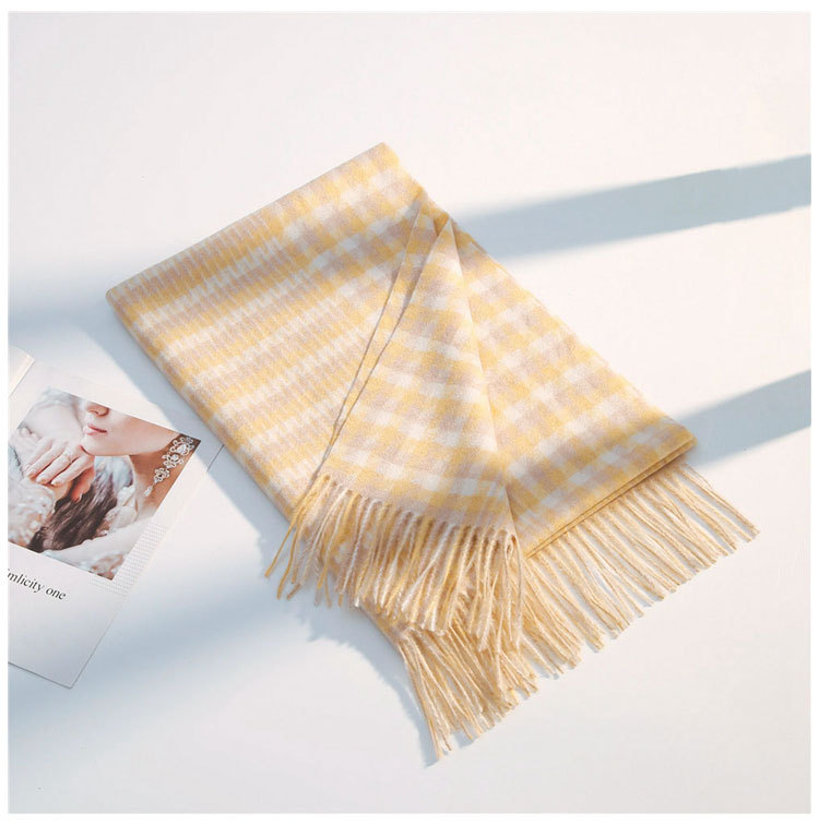 Small Houndstooth Scarf Female Winter Long Imitation Wool Fringed Scarf display picture 8