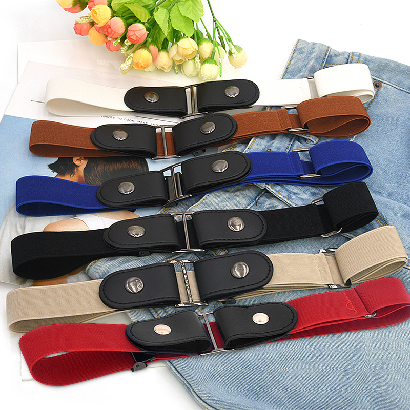 Imitation leather Slim stretch invisible belt jeans simple wild men and women lazy belt