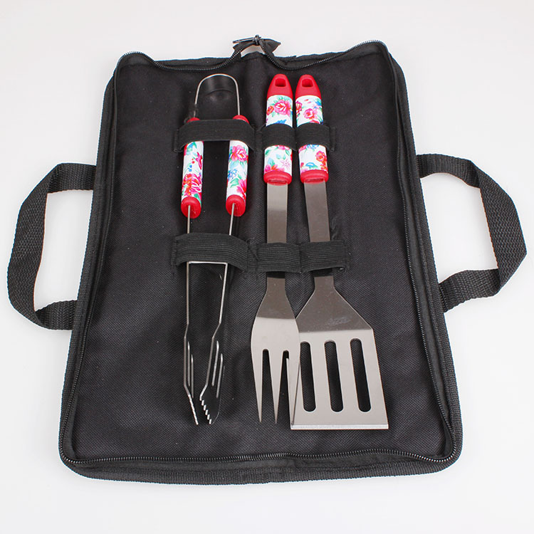 FUENTE Patrón de traje de barbacoa de acero inoxidable de fábrica mango bolsa de tela 3-Piece Grill suministros de barbacoa al aire libre