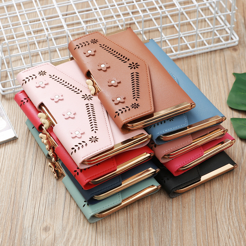 Korean Hollow Flower Long Clutch Bag Wholesale display picture 2