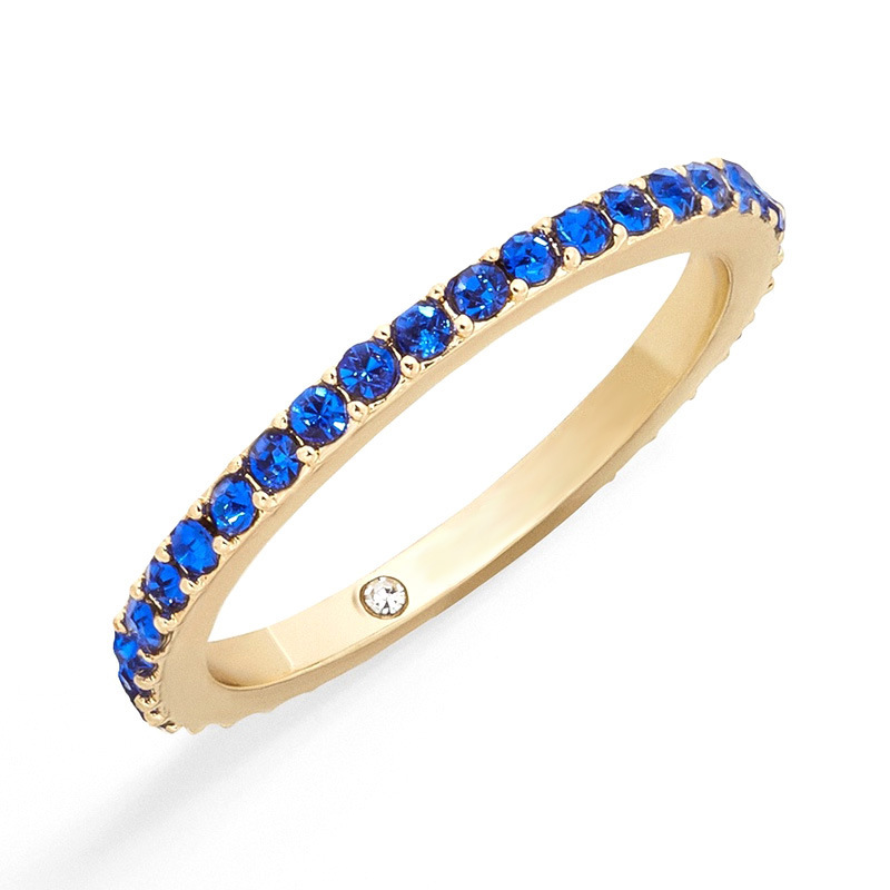 Round Pattern Copper Gold Plated Shiny Inlay Round Zircon Rings