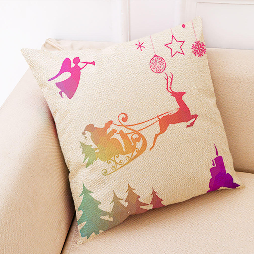 亚马逊 eBay wish 麋鹿创意圣诞棉麻抱枕套 汽车靠垫 午睡抱枕