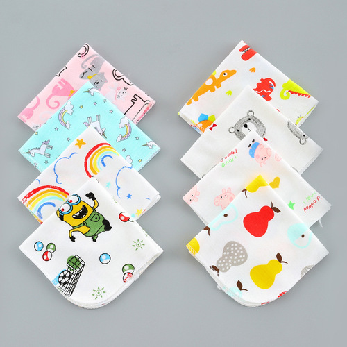 Foreign trade cross-border supply knitted cotton baby saliva towel newborn bib baby suction square towel small handkerchief 99018