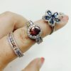 Fashionable ring, retro zirconium, jewelry, with gem, European style