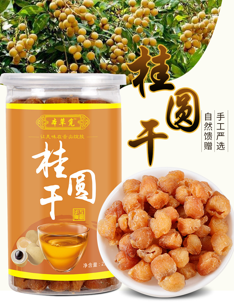 Gui Yuan Rou (Longan Dried Flesh, Dimocarpus longan) — Seedless 250g Jar, Food-Herb for Tea & Soup overview