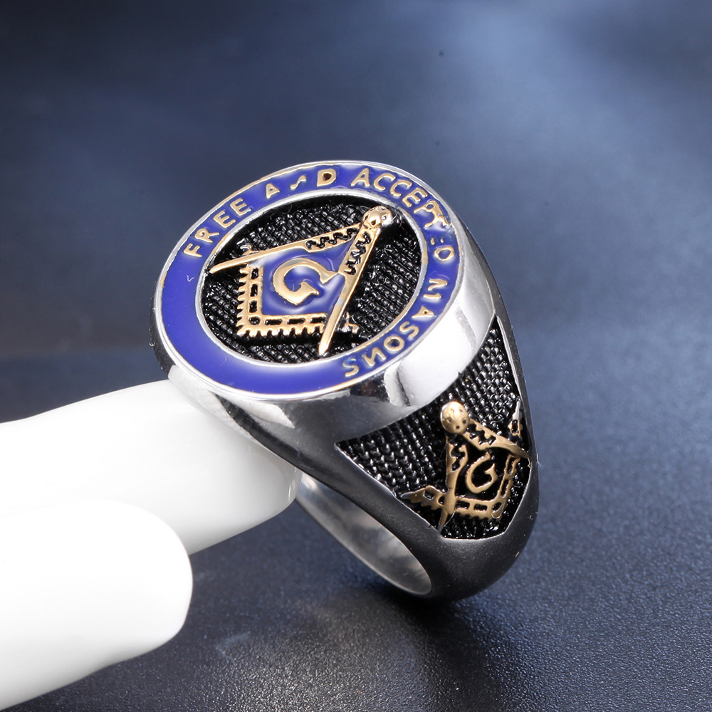 25g Weight Vacuum Plating Gold Plating Process 18K Gold Plated Plating Material Rings Classification 1 Piece Quantity Retro Letter Titanium Steel Polishing 18K Gold Plated Men'S Rings Men Signet Rings
