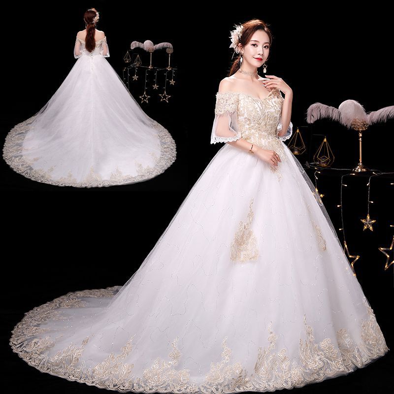 Suzhou Wedding Dress 2026 New Model for Brides, Floor-Length with a Train, Slimming Plus-Size Korean Style for Pregnant Women, High-Waisted Simple Design Suzhou Wedding Dress 2026 New Model for Brides, Floor-Length with a Train, Slimming Plus-Size Korean Style for Pregnant Women, High-Waisted Simple Design