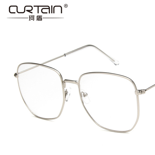 2019 New Retro Polygonal Glasses Frame European and American Metal Irregular Flat Mirror Literary Large Frame Glasses Frame