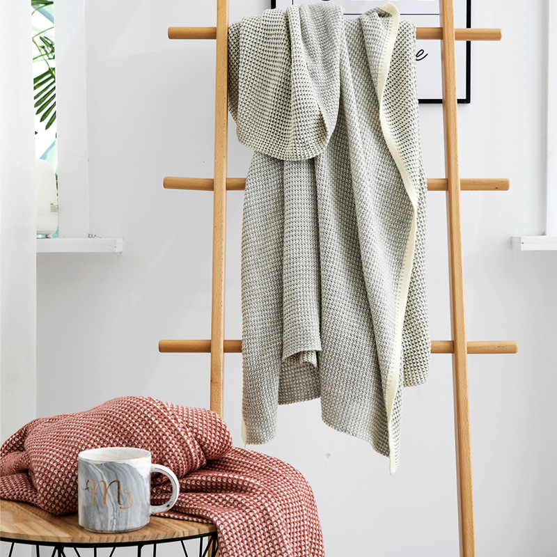 卡纳全棉针织北欧风格线毯 家居软装配饰搭毯空调被|ms