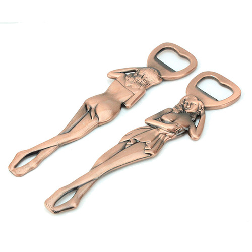 Retro Russian beauty brushed electroplated antique red copper bottle opener creative personalized metal beer opener pendant