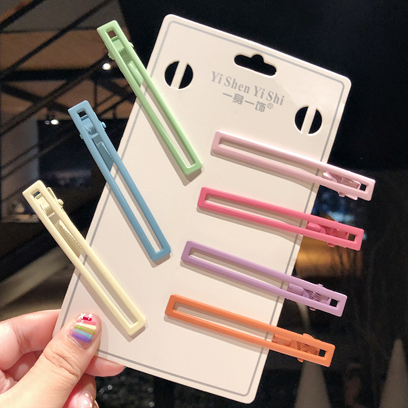 New Fashion Candy Color Word Clip Color Hollow Side Clip Love Heart Cheap Hairpin Wholesale display picture 1