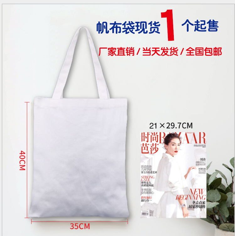 En stock bolsa de algodón de lona en blanco publicidad ambiental bolsa de compras portátil bolsa de tela pequeña impresión personalizada logotipo