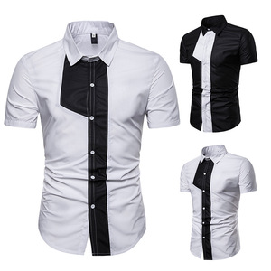 Fashion Design Men’s Short-sleeved Shirt Chest Colour Matching 