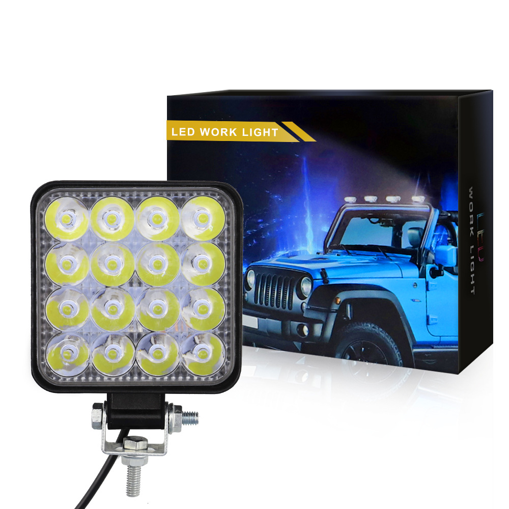 Car LED Work Light Mini Square 16 Light 48W Auxiliary Light Refit Front Light Snap