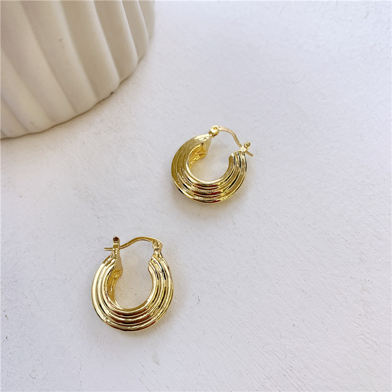 Exaggerated Hoop Round Earrings Female Retro Premium Texture Ring Earrings display picture 16