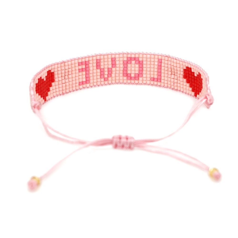 Miyuki Simple Female Bracelet Db Antique Rice Beads Woven Love Pattern Bracelet display picture 23