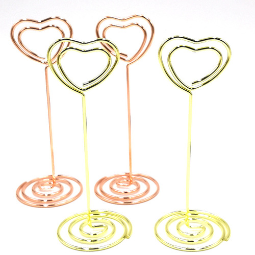 Creative Name Card Holder Heart-shaped Sticky Note Clip Wedding Metal Desktop Ornament Seat Card Holder Heart-shaped Message Clip Wholesale
