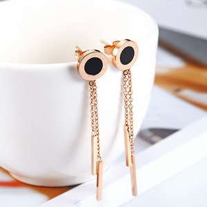 2020新款镀18k玫瑰金流苏耳环韩版气质长款耳钉女韩版时尚耳环